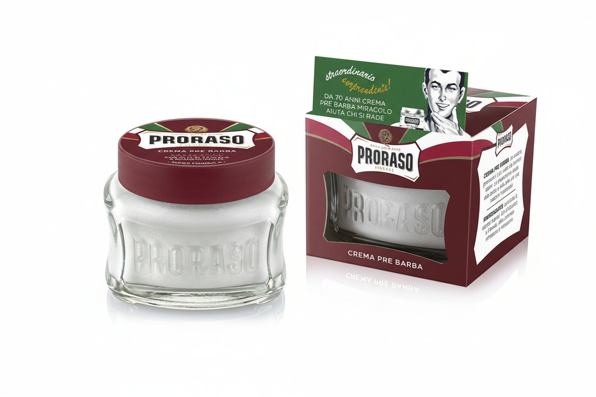 Proraso Pre Shave Creme für dichte Bärte, rot
